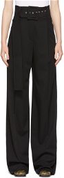 Sportmax Black Wool Aggetto Wide Leg Belted Trousers