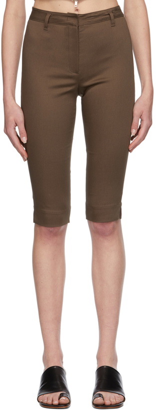 Photo: TheOpen Product Brown Side Slit Fitted Shorts