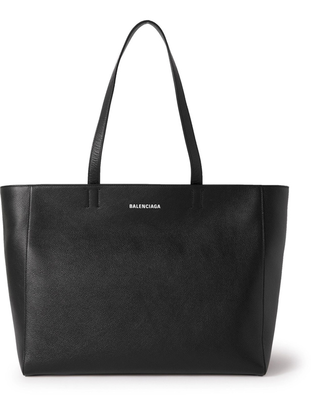 Photo: Balenciaga - Logo-Print Full-Grain Leather Tote Bag