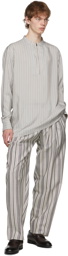 Ermenegildo Zegna Couture Grey & White Silk Striped Shirt