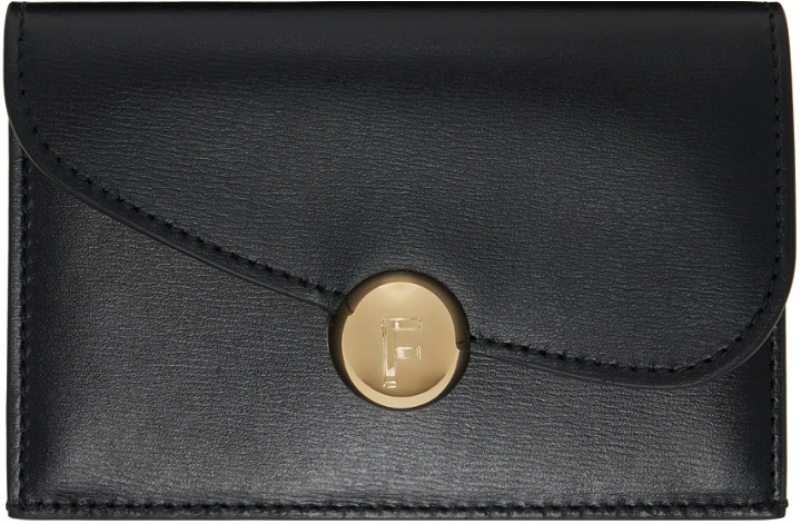 Photo: Ferragamo Black Asymmetrical Flap Credit Card Holder
