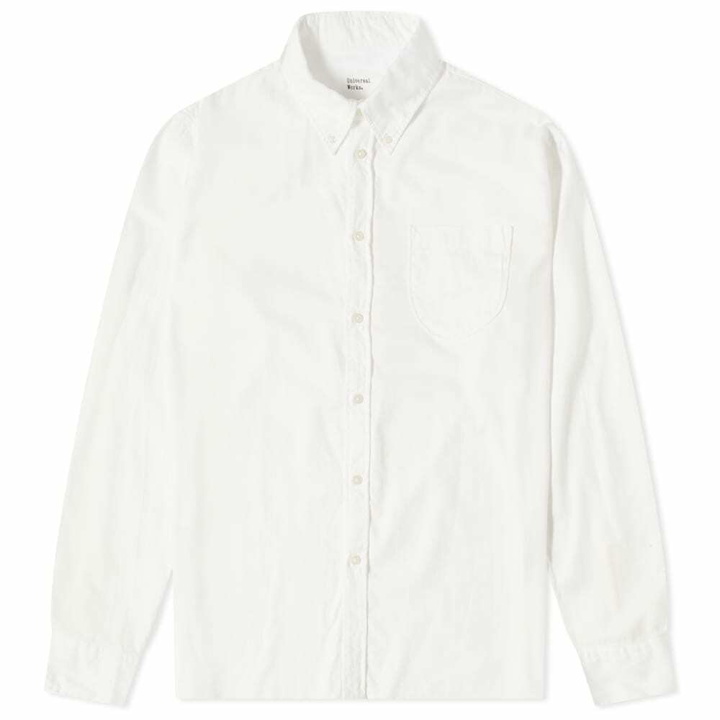 Photo: Universal Works Men's Brushed Herringbone Daybrook Shirt in Ecru