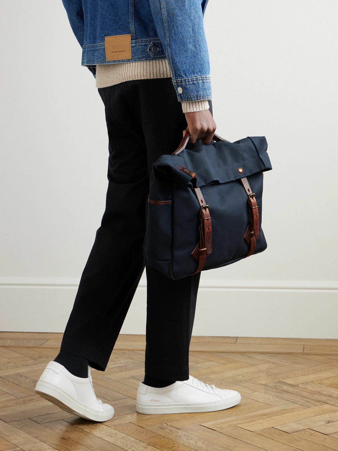 Bleu de Chauffe - Gaston Leather-Trimmed Cotton-Canvas Messenger