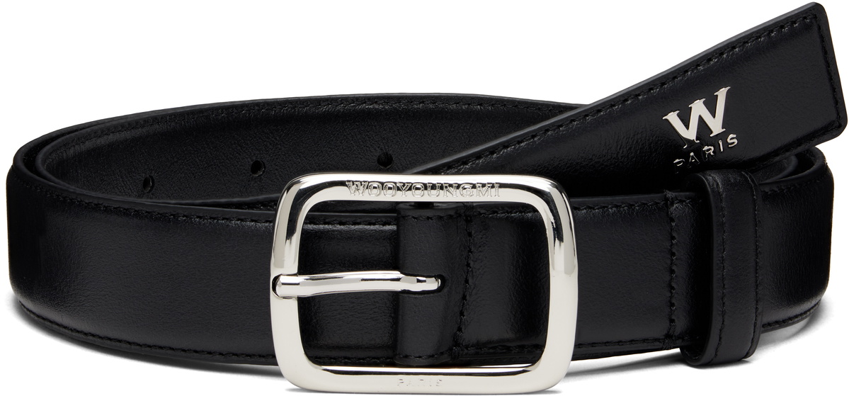 WOOYOUNGMI Black Small Logo Leather Belt