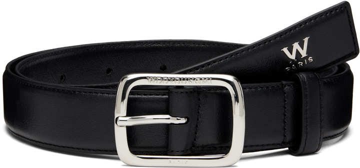 Photo: WOOYOUNGMI Black Small Logo Leather Belt
