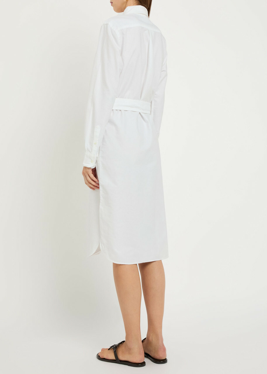Polo Ralph Lauren Belted Cotton Midi Shirt Dress White