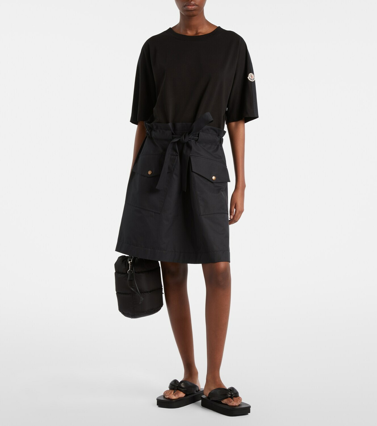 Moncler Belted cotton-blend jersey minidress
