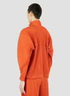 Arc Zip Front Plissé Sweatshirt in Orange