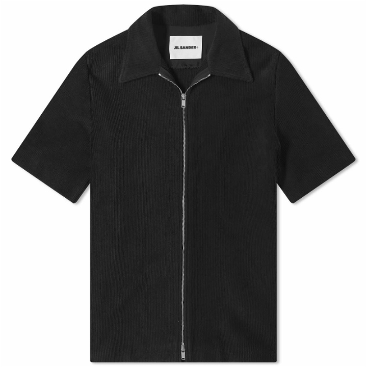 Photo: Jil Sander+ Men's Jil Sander Plus Fine Cord Zip Short Sleeve Shirt in Black
