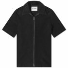 Jil Sander+ Men's Jil Sander Plus Fine Cord Zip Short Sleeve Shirt in Black