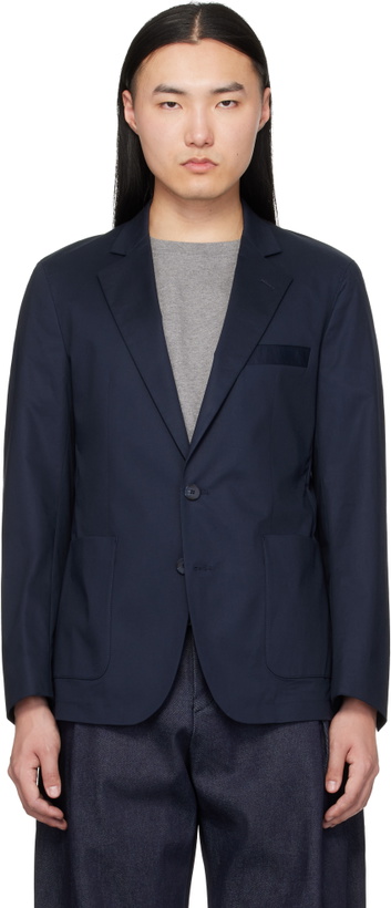 Photo: Hugo Navy Slim-Fit Stretch Cotton Blazer