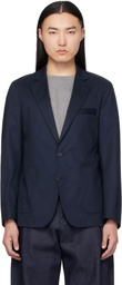 Hugo Navy Slim-Fit Stretch Cotton Blazer