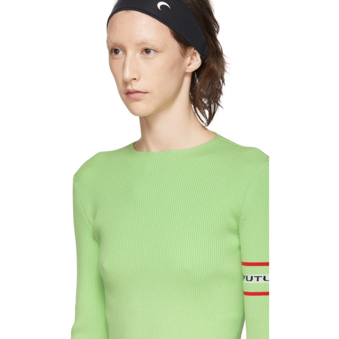 Marine Serre Green Knit Cut-Out Sweater Marine Serre