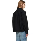 vowels Black Cord Collared Zip-Up Denim Jacket