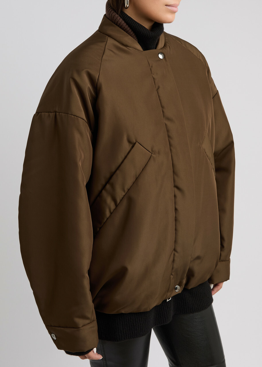 Kassl Editions Padded Nylon Bomber Jacket Brown Kassl Editions