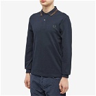 Fred Perry Authentic Men's Long Sleeve Twin Tipped Polo Shirt in Navy/Nutflake