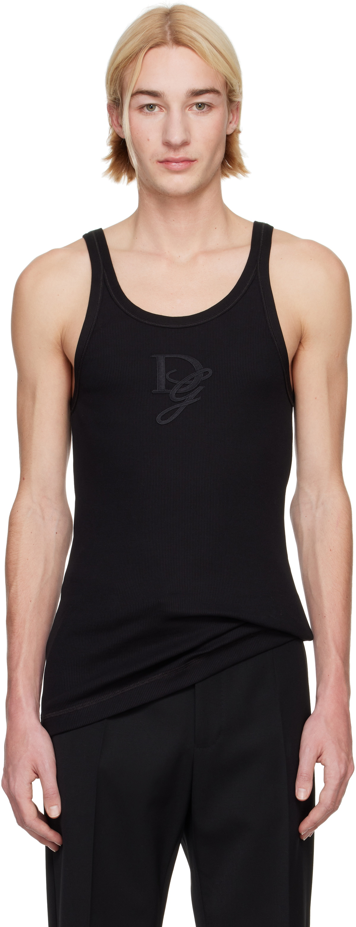 Dolce&Gabbana Black Logo Patch Tank Top