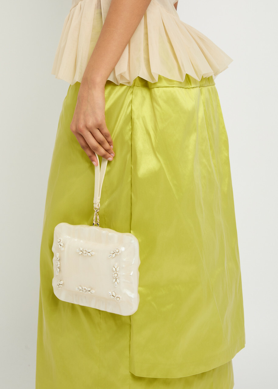 Simone Rocha Sculpted Bustle Taffeta Midi Skirt Green