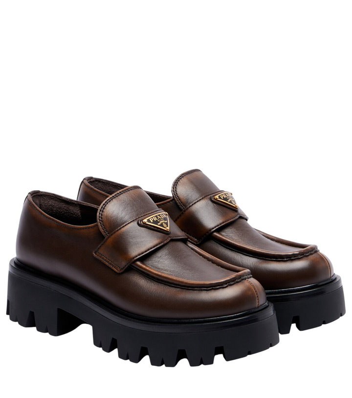 Photo: Prada Logo leather platform loafers
