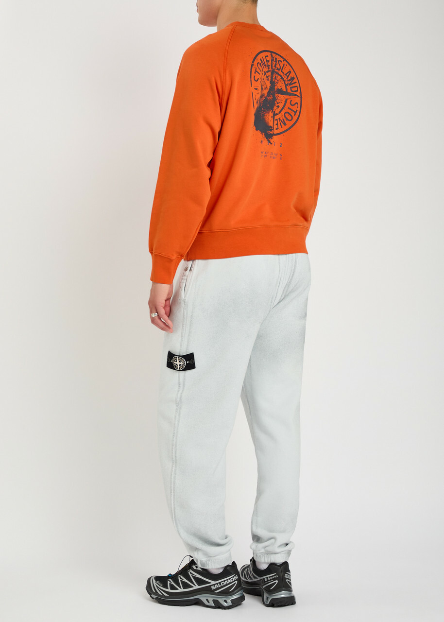 Stone Island Printed Cotton Sweatshirt Orange