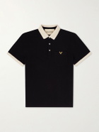 Valentino Garavani - VGold Cotton-Piqué Polo Shirt - Black