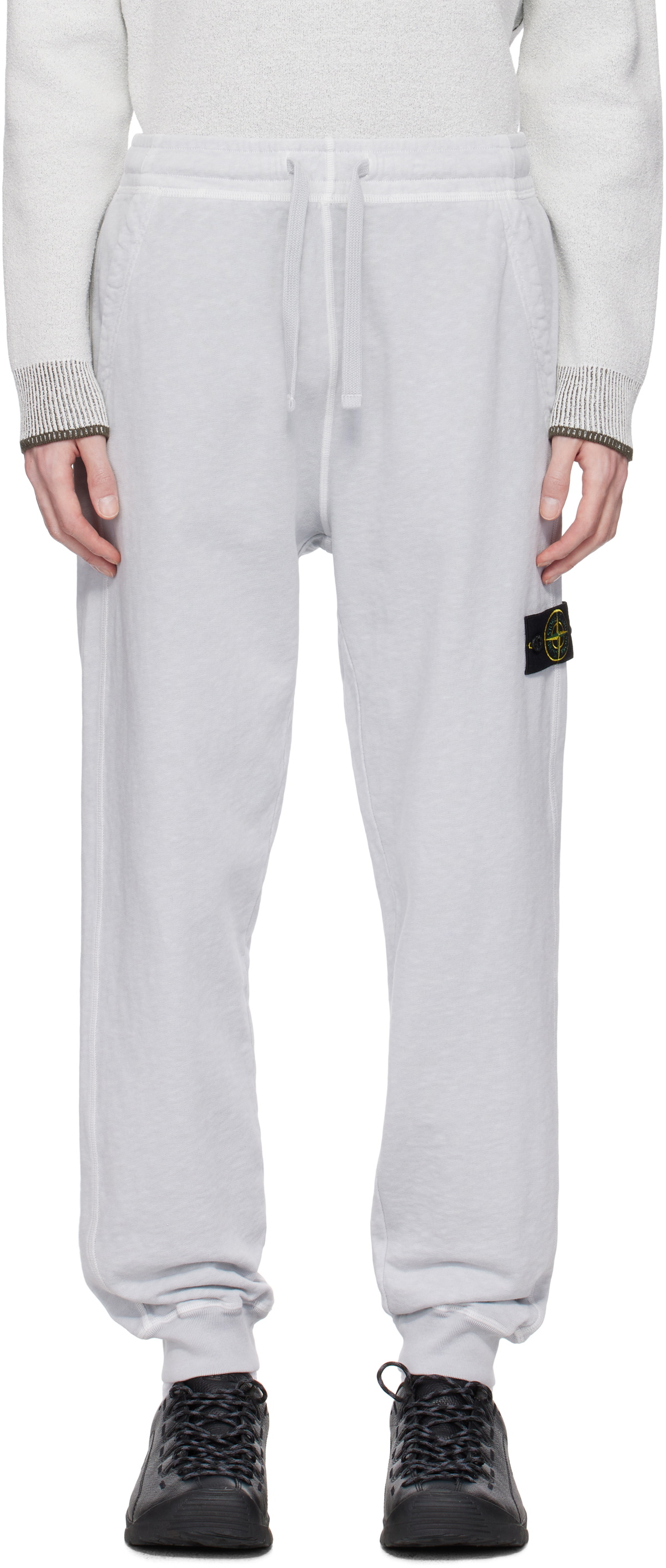 Stone Island Gray Malfilé Fleece Old Effect Sweatpants Stone Island