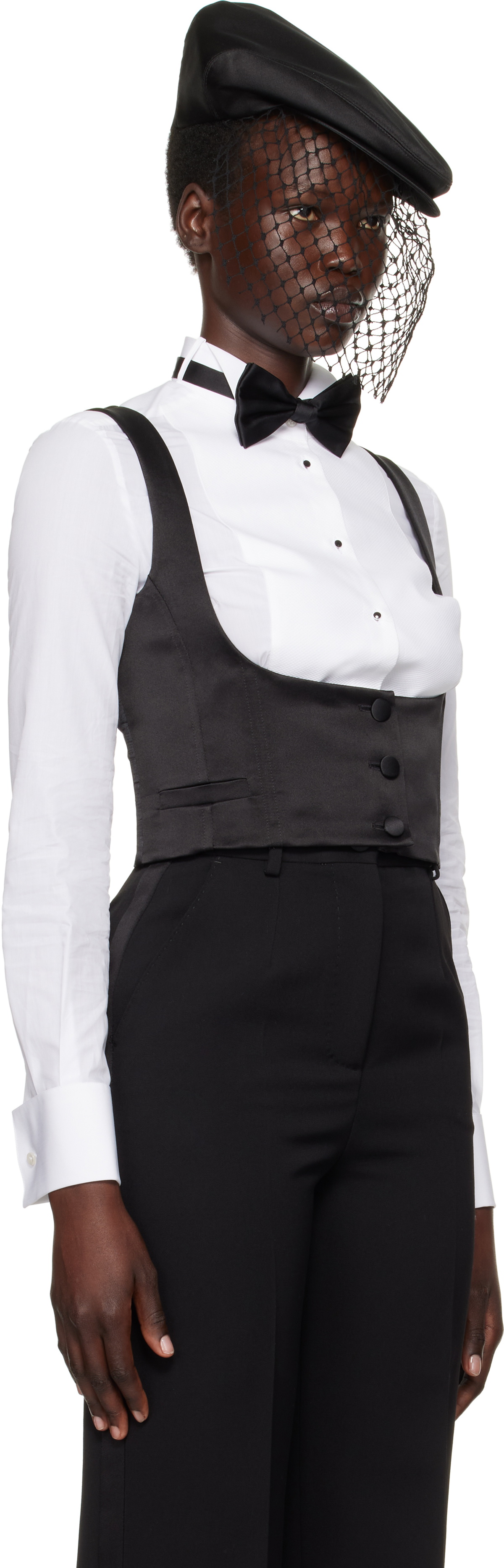 Dolce&Gabbana Black Silk Duchesse Single Breasted Tuxedo Vest