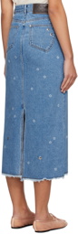 Kijun Blue Flower Denim Maxi Skirt