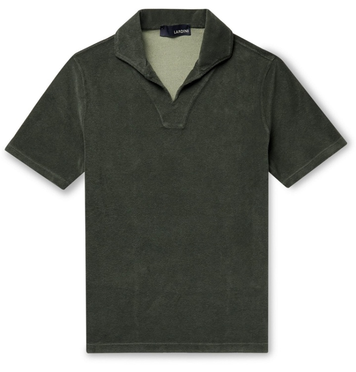 Photo: Lardini - Slim-Fit Cotton-Blend Terry Polo Shirt - Green