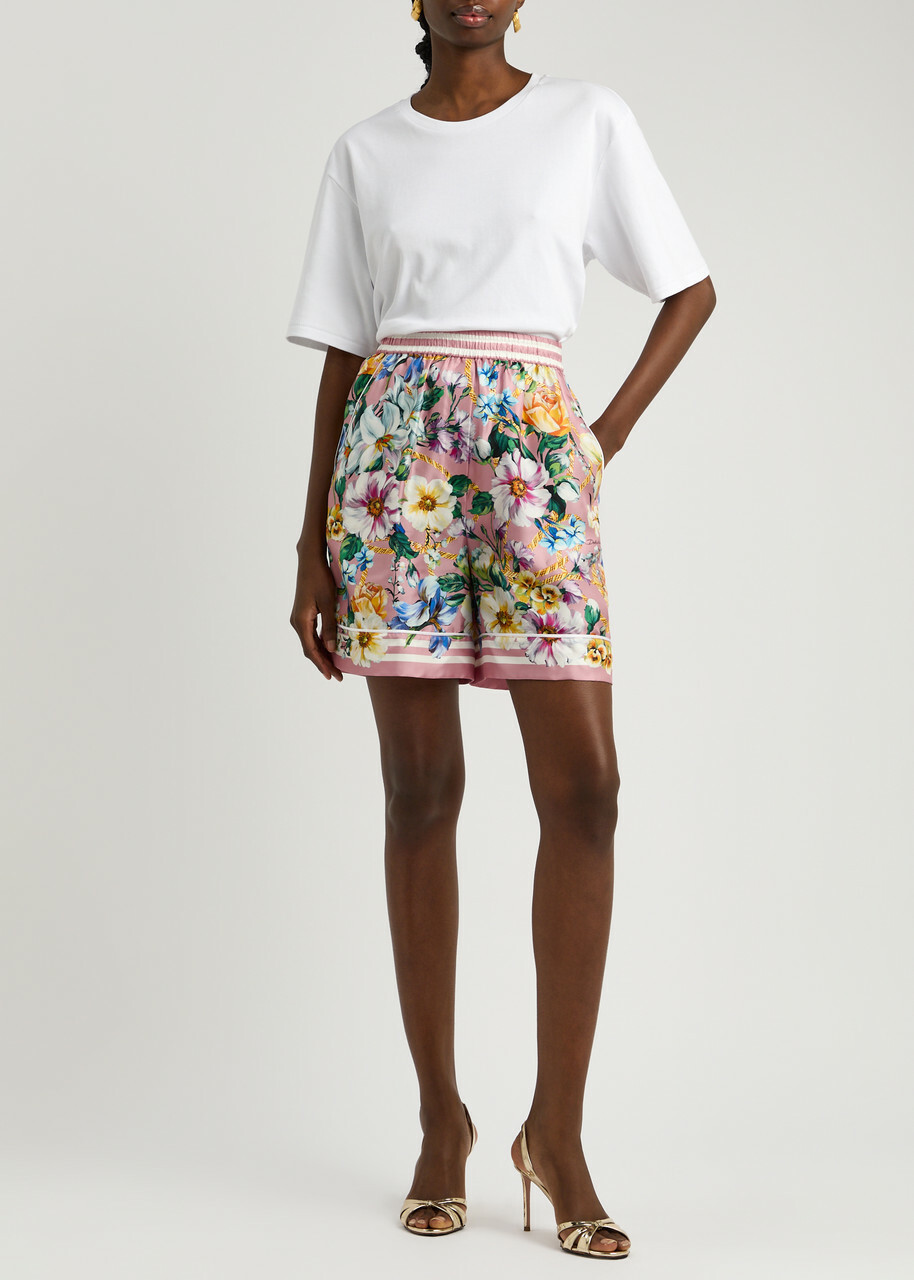 ショートパンツ Dolce & Gabbana Silk Twill Floral Print Bermuda Shorts Dolce & Gabbana Floral-print Silk-twill Shorts Multi Floral