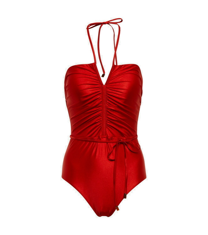 Photo: Zimmermann - Clover ruched halterneck swimsuit