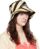 Bode Beige & Black Domino Stripe Bucket Hat