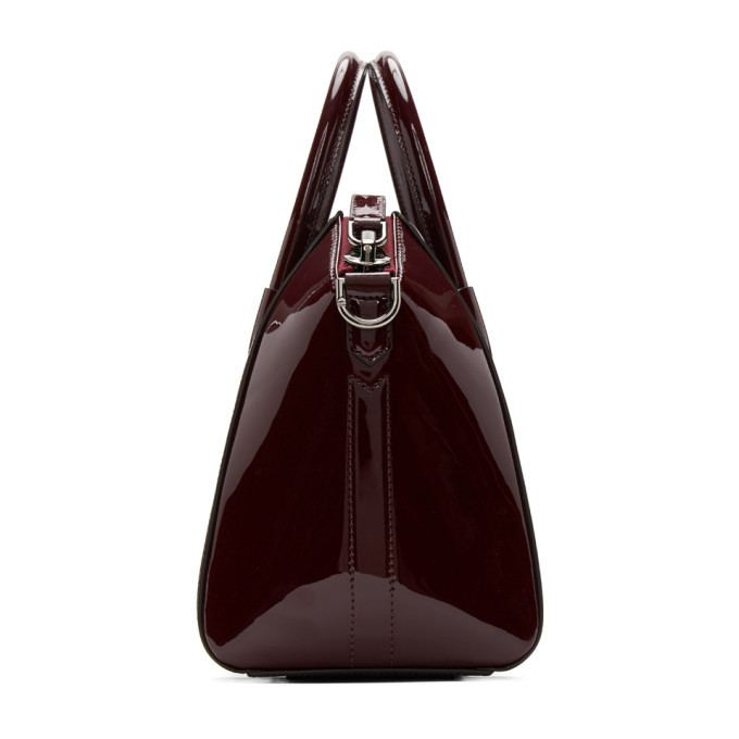 Givenchy Antigona Small Aubergine Leather Shoulder Bag Burgundy