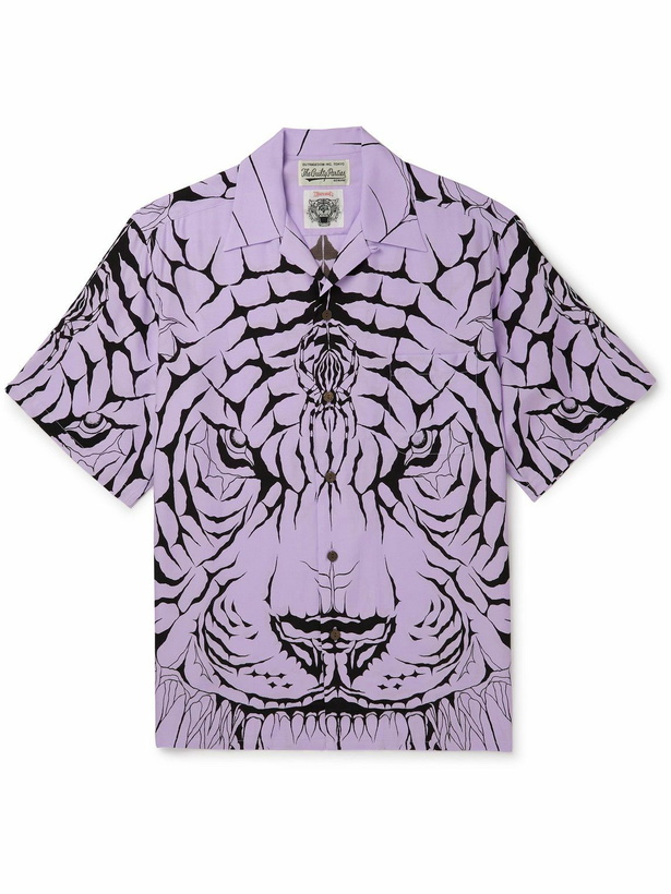 Photo: Wacko Maria - Convertible-Collar Printed Voile Shirt - Purple