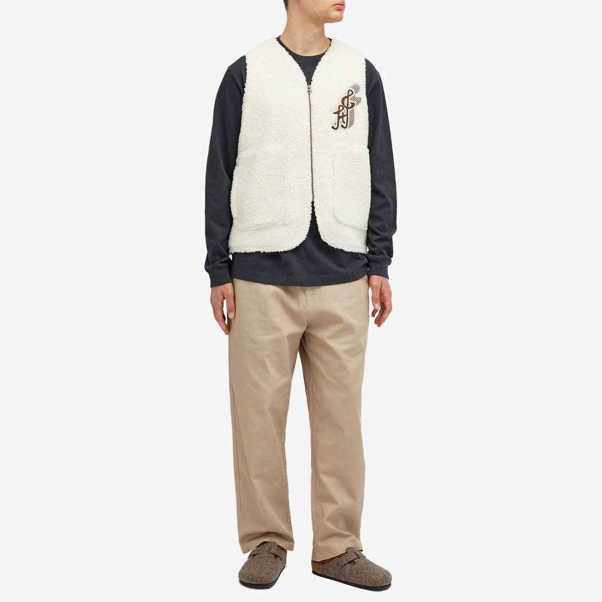 Honor the Gift Men's Teddy Notes Fleece Vest in Cream
