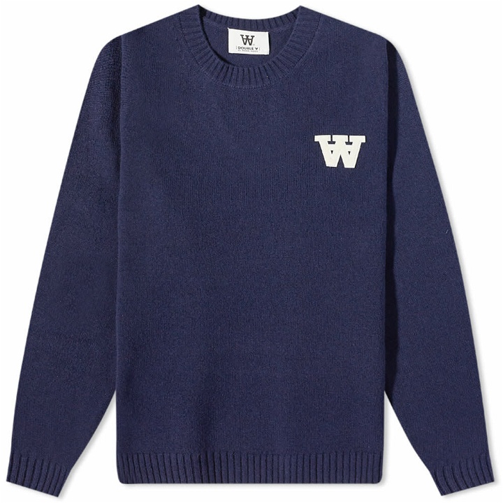 Photo: Wood Wood Men's Kevin Lambswool Crew Knit in Navy