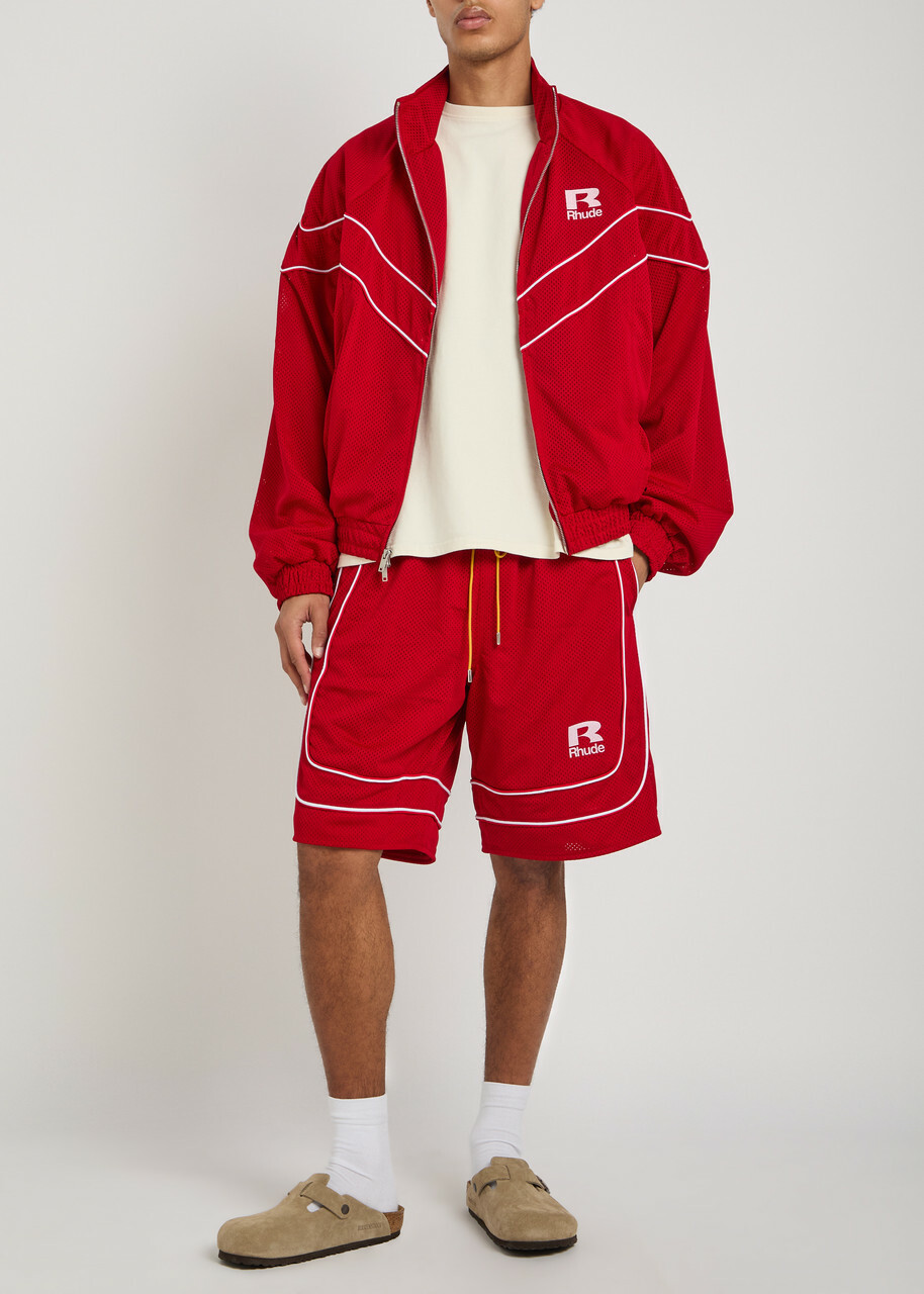 Rhude Pipe-trimmed Mesh Shorts Red