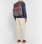 Brunello Cucinelli - Full-Grain Leather and Mélange Wool Backpack - Gray