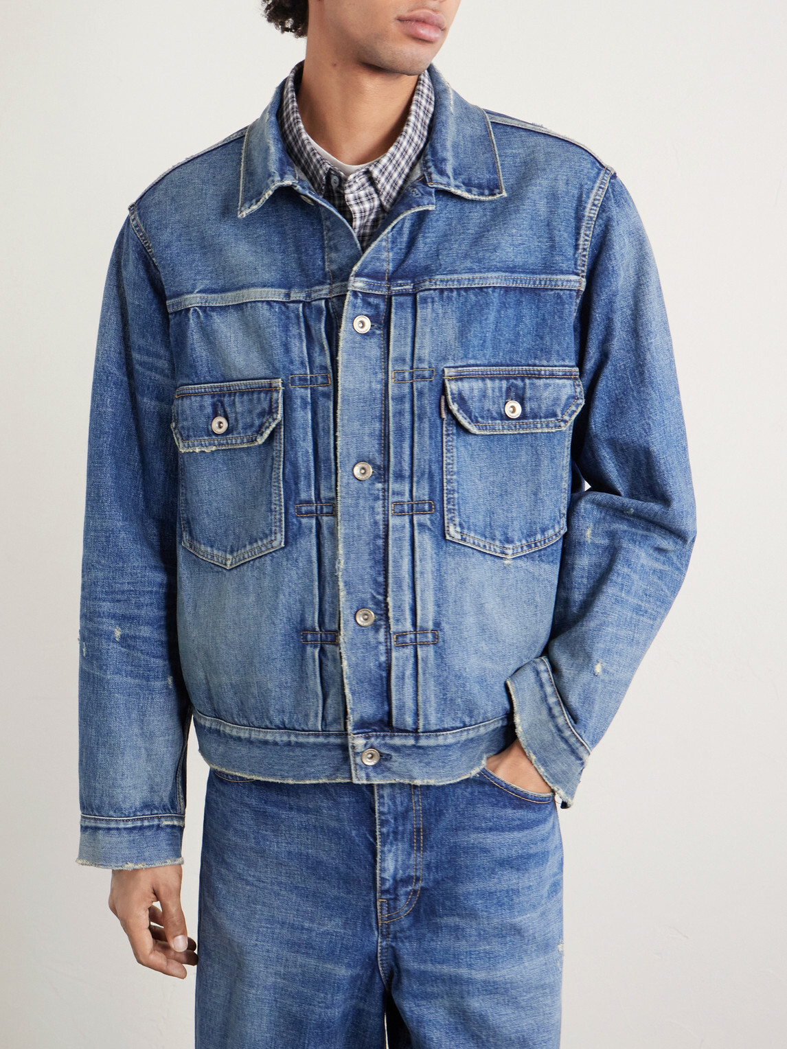 Sacai - BEYONDEXX Distressed Denim Jacket - Blue