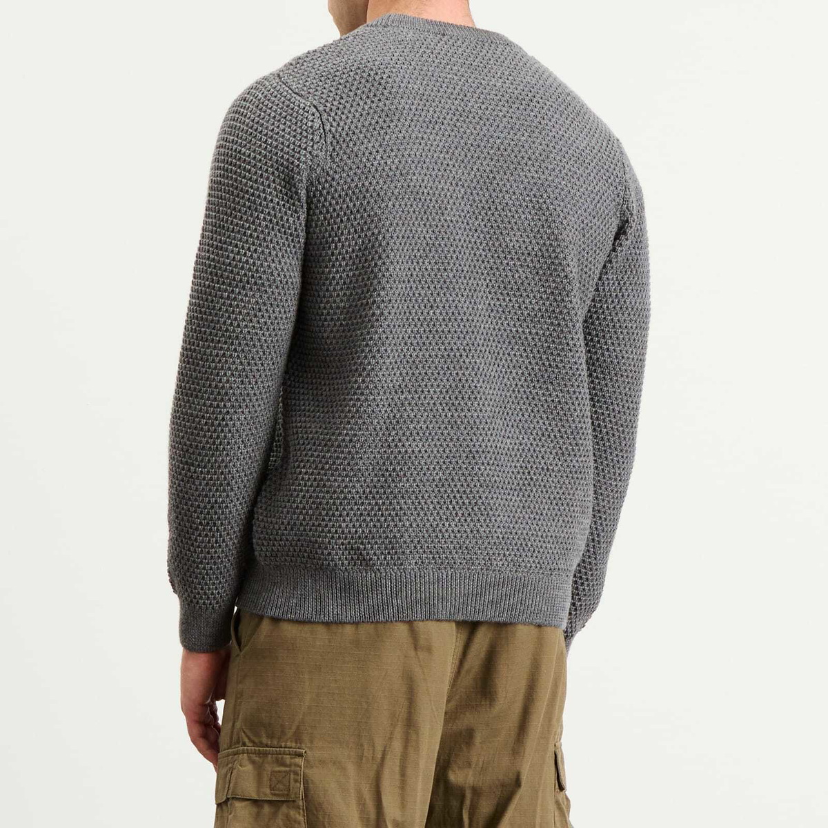 Armor-Lux Men's Waffle Knit Jumper in Misty Grey