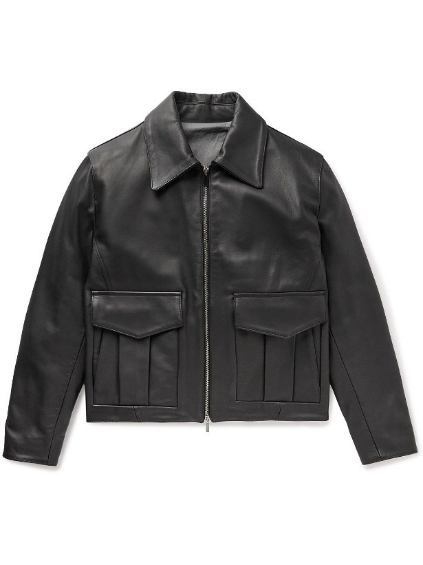 Photo: Stòffa - Ponge Leather Blouson Jacket - Black