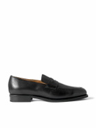 Majordome - M08 Cross-Grain Leather Penny Loafers - Black