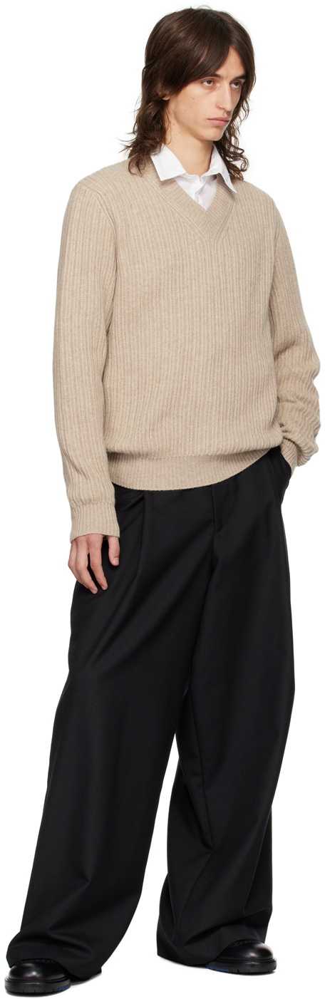 Brioni Beige Cashmere V-Neck Sweater