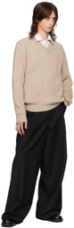 Brioni Beige Cashmere V-Neck Sweater