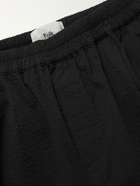 Folk - Assembly Wide-Leg Cotton-Blend Seersucker Shorts - Black