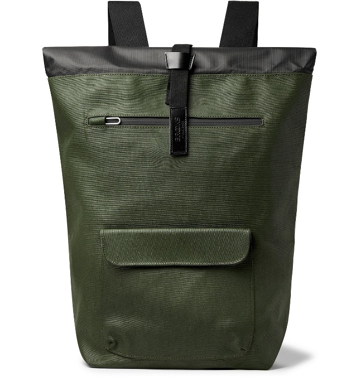 Photo: Brooks England - Rivington Leather-Trimmed Coated Cotton-Canvas Backpack - Green