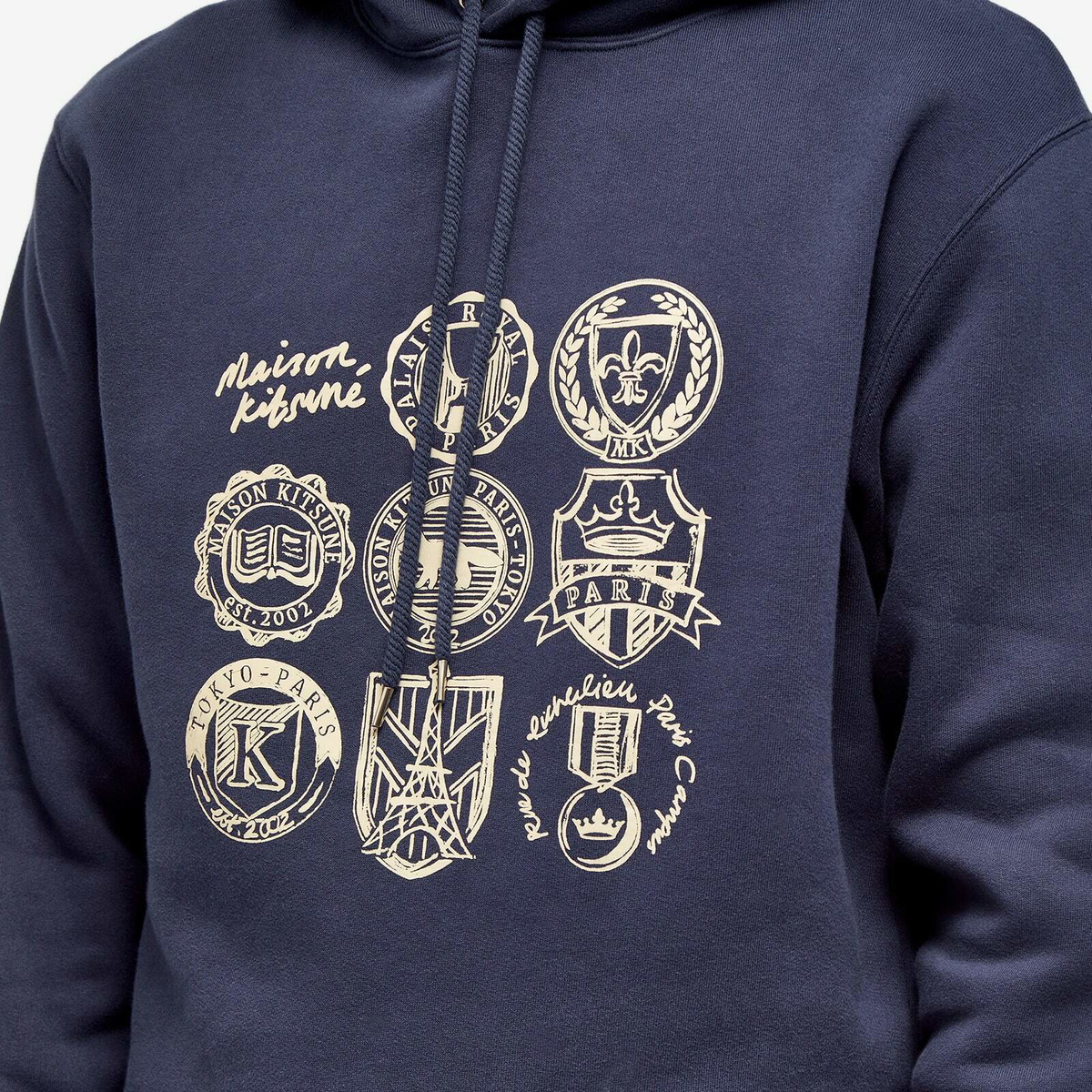 Maison Kitsuné Men's Ivy League Comfort Hoodie in Ink Blue Maison