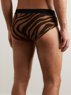 TOM FORD - Zebra-Print Stretch-Cotton Jersey Briefs - Brown