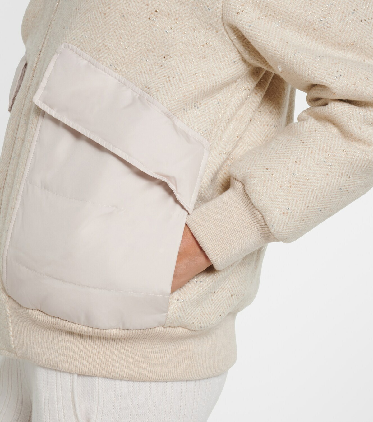 Eleventy Herringbone wool-blend down jacket