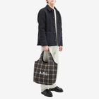 A.P.C. Men's Ninon Plaid Wool Tote in Heather Grey 